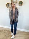 Free Falling Striped Color Block Sweater Cardigan in Dark Charcoal