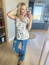 Casual Competition Floral Tank in Ivory and Red