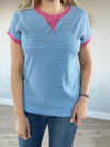 Love Me Striped Short Sleeve in Blue and Mauve