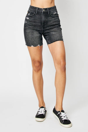 Judy Blue Hurry Up Rigid Magic Denim Shorts in Washed Black