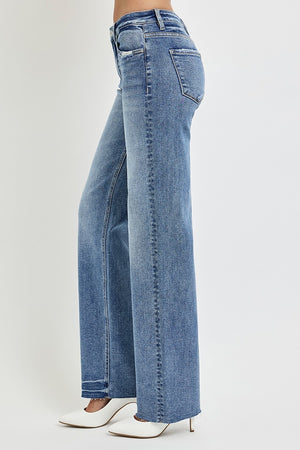 Risen High Rise Straight Leg Jeans with Pockets