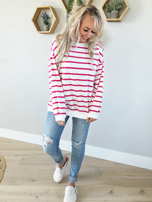 Never Had To Go Striped Sweatshirt (Multiple Colors) (Pink Label)