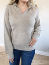 Undone Pointelle Soft Hoodie Sweater in Sand