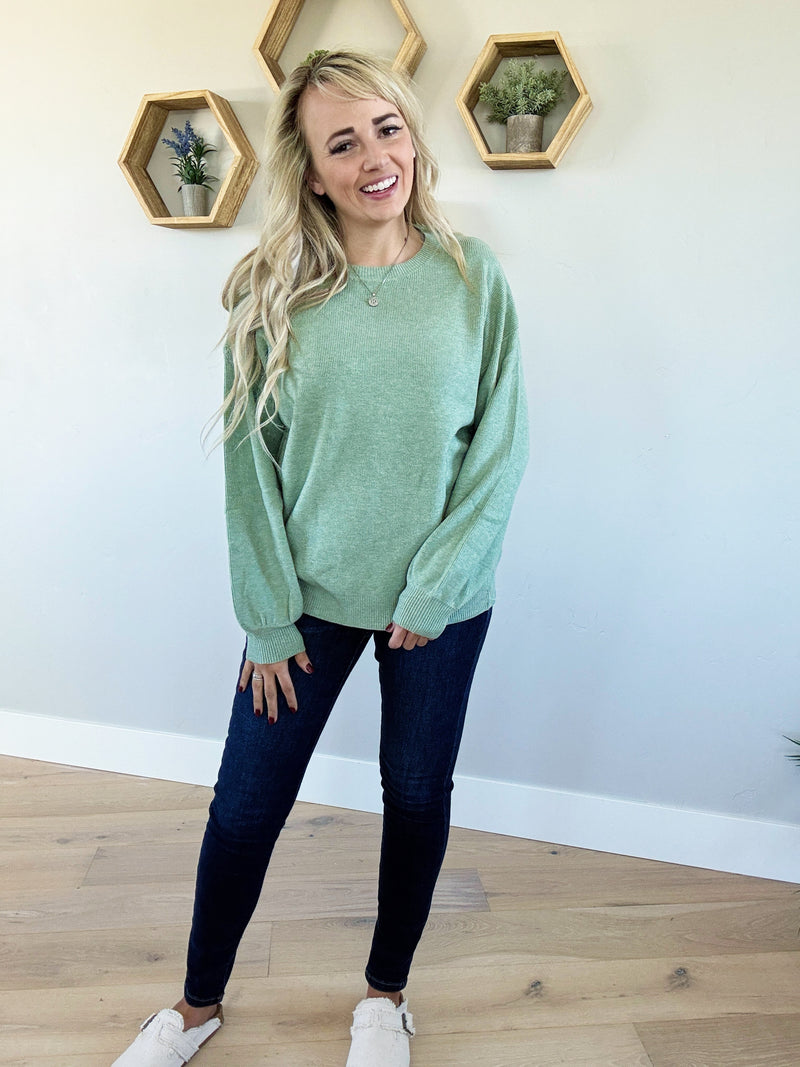 Benefits Dreamer Sweater in Heather Avocado