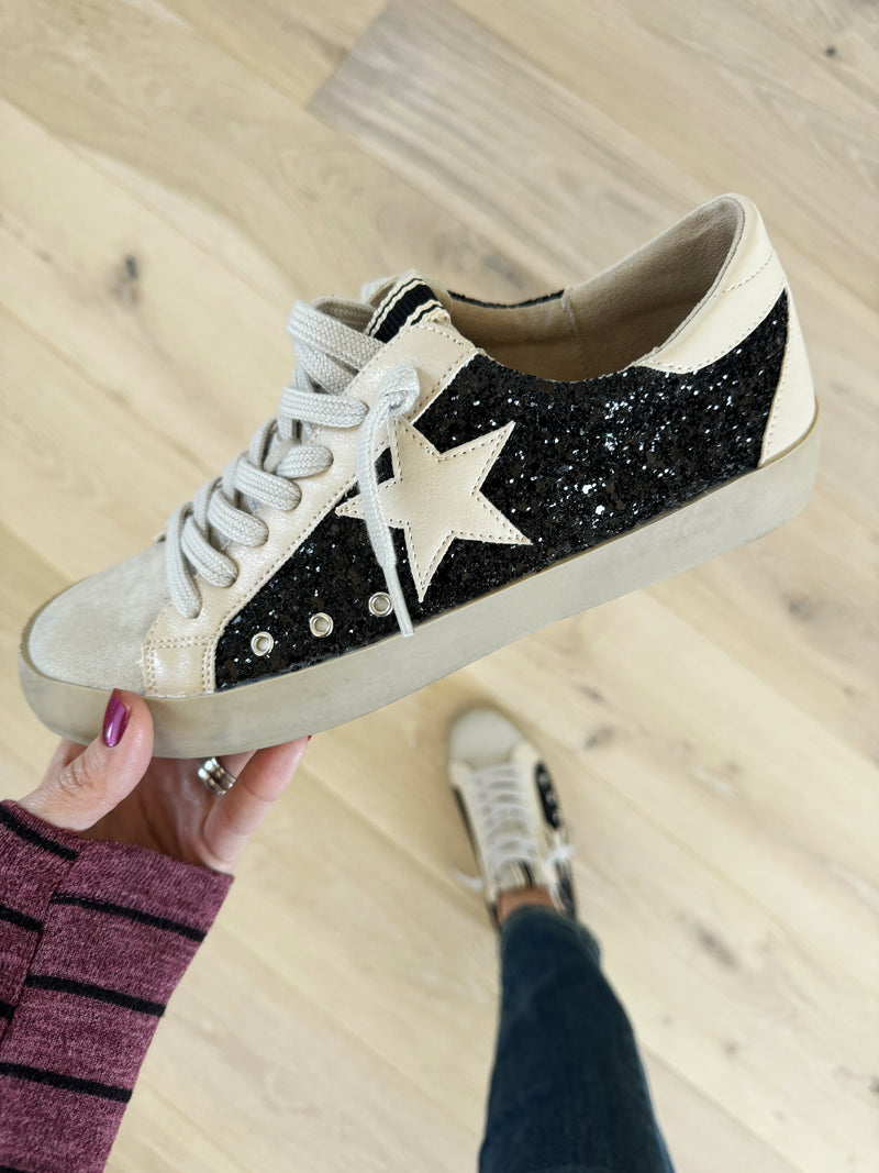 Shushop Paula Sneakers in Black Glitter