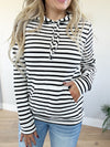 Private Beach Striped Hooded Top in Ivory