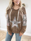 POL Wild at Heart Star Patch Work Hoodie in Charcoal