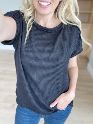 Amazed Solid Corded Top in Black