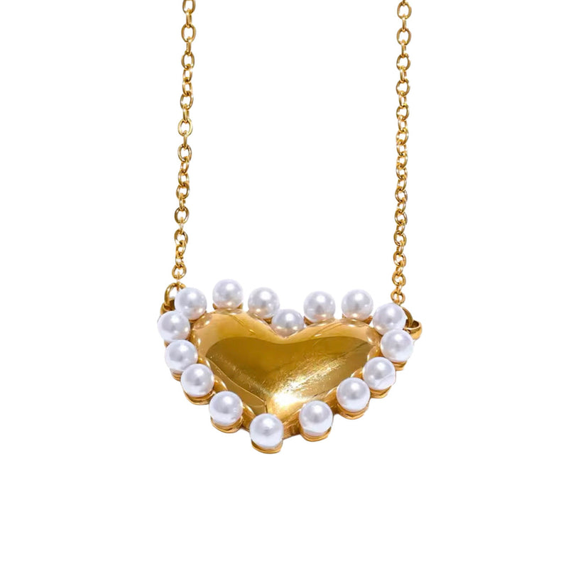 Claire Pearl Heart Necklace