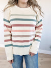 You're A Gem Crew Neck Sweater in Cream, Sage, and Pink