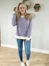 Congratulations Striped Long Sleeve in Blue