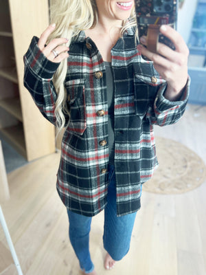 Wild and Free Plaid Shacket in Black Combo