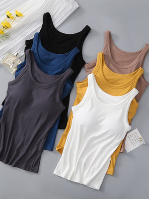 Round Neck Tank With Built in Lift Bra (Multiple Colors) (Pink Label)