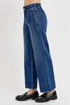 Risen Elastic Band Wide Leg Jeans