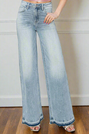 Risen High Rise Wide Leg Jeans