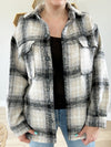 No Worries Plaid Shacket in Black and Cream