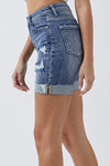 Risen Distressed Rolled Denim Shorts