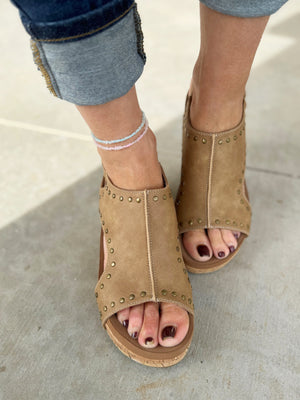 Corky's Carley Too Sandals in Taupe Oil with Studs