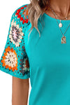 Crochet Sleeve Short Sleeve Top (Multiple Colors) (Pink Label)