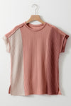 Color Block Round Neck Short Sleeve T-Shirt (Multiple Colors) (Pink Label)