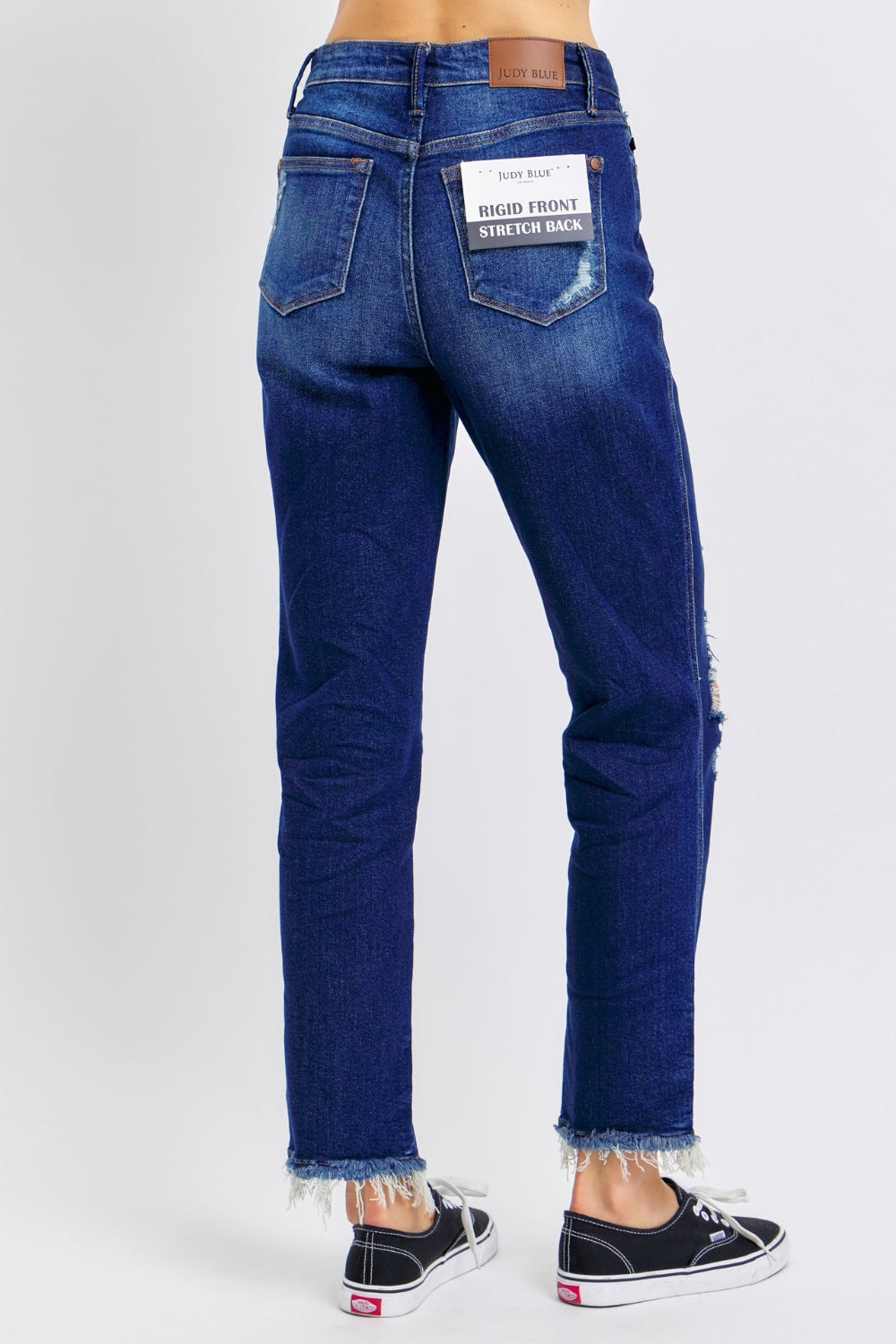 Judy Blue High Rise Rigid Magic Distressed Straight Jeans