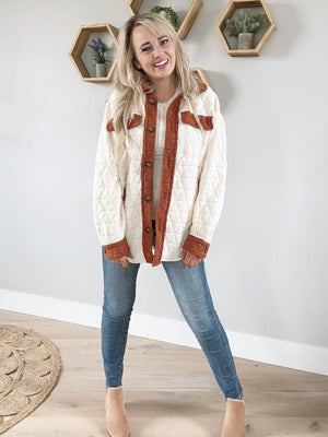 My Own Way Quilted Tunic in Oatmeal