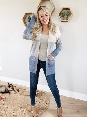 Time Well Spent Color Block Cardigan in Indigo