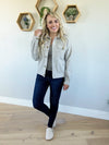 Put Yourself Out There Cropped Chevron Jacket in Heather Earth Gray