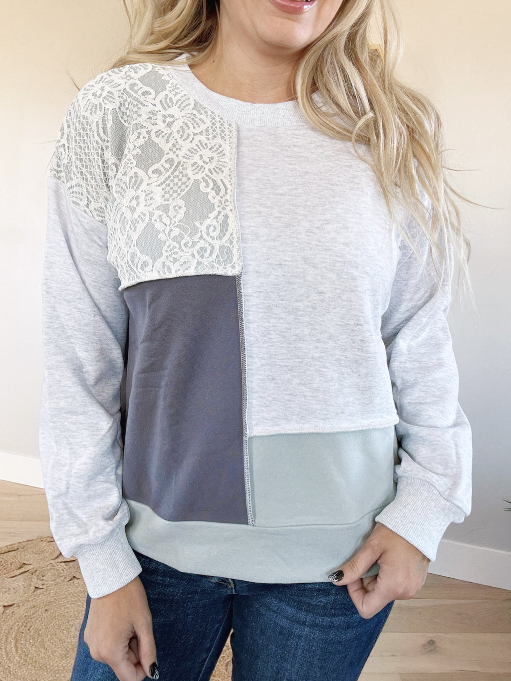 Lady in Lace Color Block Pullover