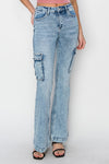 Risen High Rise Cargo Flare Jeans