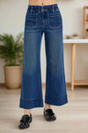 Risen Elastic Band Wide Leg Jeans