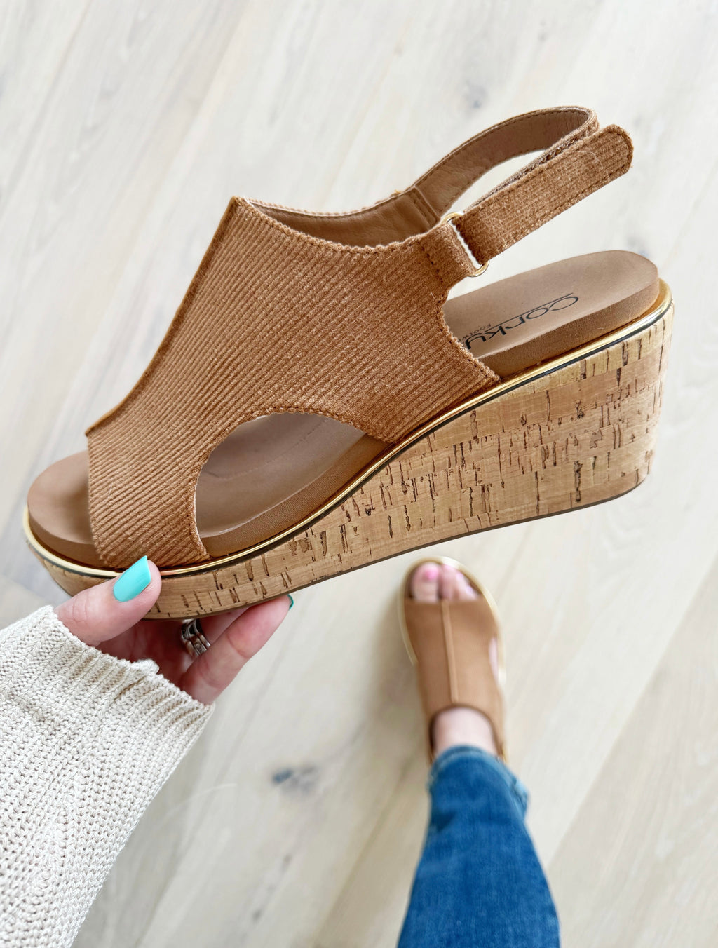 Corky's Carley Too Sandals in Chestnut Corduroy