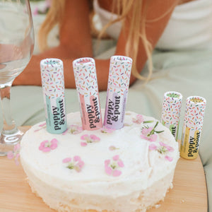 Poppy & Pout Lip Balm, Birthday Confetti Cake, Pink