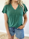 Get Over Here V-Neck Flutter Sleeve Top (Multiple Colors) (Pink Label)