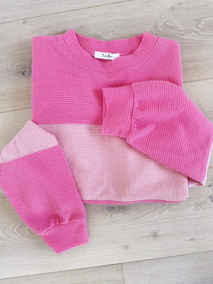 Can't Stop Won't Stop Color Block Long Sleeve in Blossom and Pink Berry