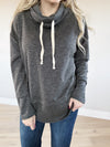 Love Shack Cowl Neck Pullover in Charcoal