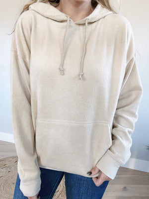 Quick Witted Brushed Oversized Hoodie in Taupe