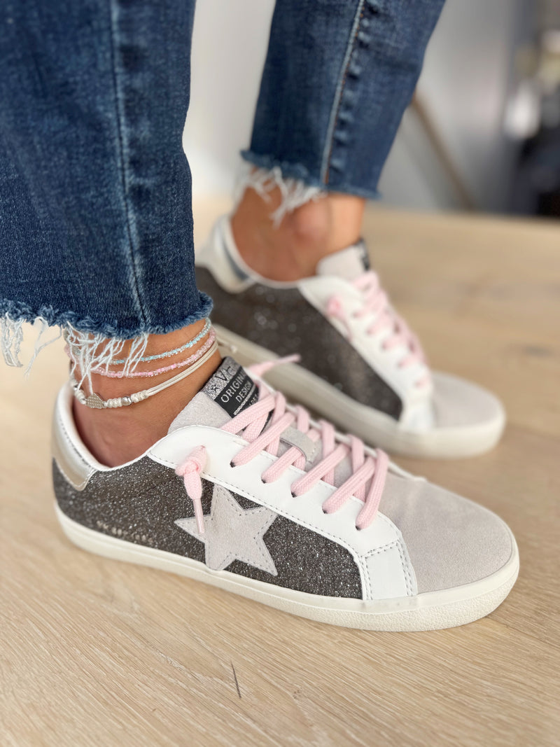 Vintage Havana In Control Sneakers in Pink, White, and Charcoal with Star Detail