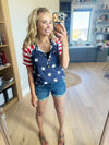 4th of July Parade Flag Themed Top with Button Front