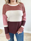 Insta Cute Color Block Pullover Sweater in Rust