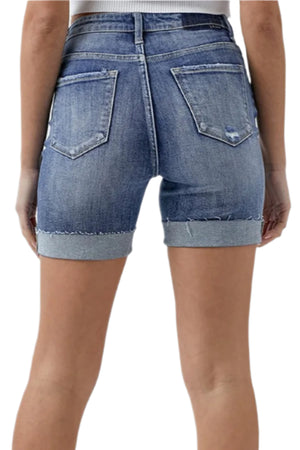 Risen Distressed Rolled Denim Shorts