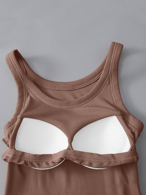 Round Neck Tank With Built in Lift Bra (Multiple Colors) (Pink Label)