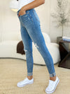 Judy Blue Mid Rise Cuffed Skinny Jeans