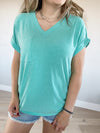 Relaxed Fit Rolled Sleeve Tee (Multiple Colors)