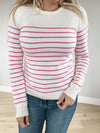 Stronger Than Yesterday Striped Sweater in Pink and Ivory