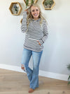 Private Beach Striped Hooded Top in Ivory