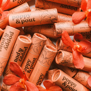 Poppy & Pout Lip Balm, Pomegranate Peach