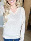 Sensational V-Neck Cashmere-Like Sweater in Oatmeal