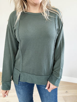 In The End Hi Low Sweater in Forest (SALE)