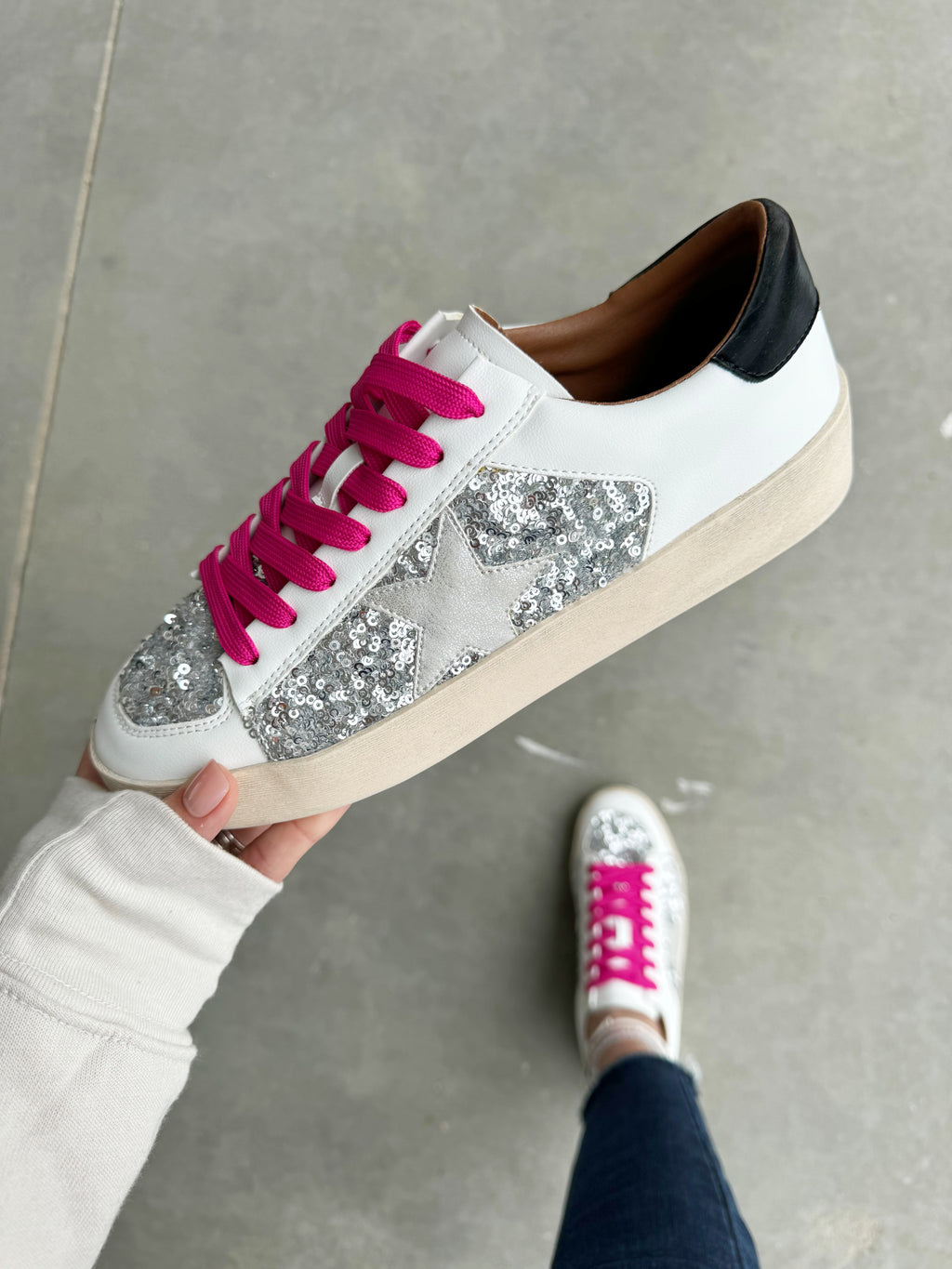 Corky's Another Round Sneakers in Silver Sequins